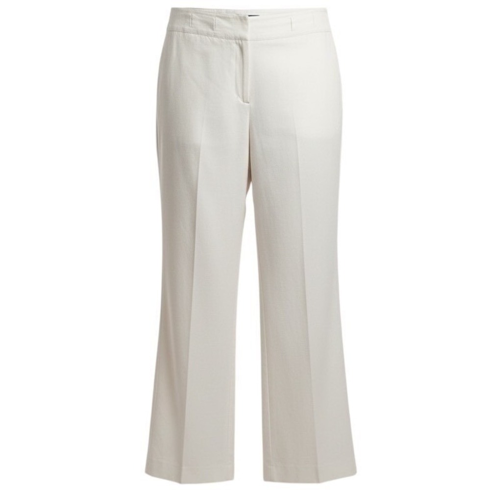 Evan Picone Linen Blend Trousers Size 14 Cream Straight Leg Pants